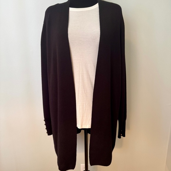 Cyrus Sweaters - Cyrus Black Open Front Long Cardigan Size: Large
